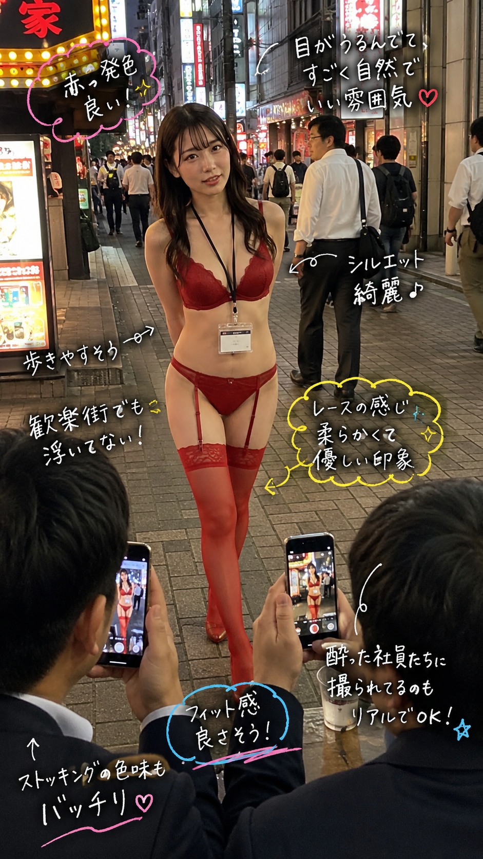 会社帰りに繁華街を散歩している下着ＯＬ