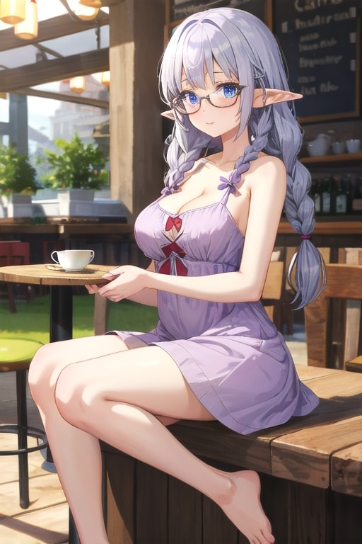 お茶する眼鏡エルフ
