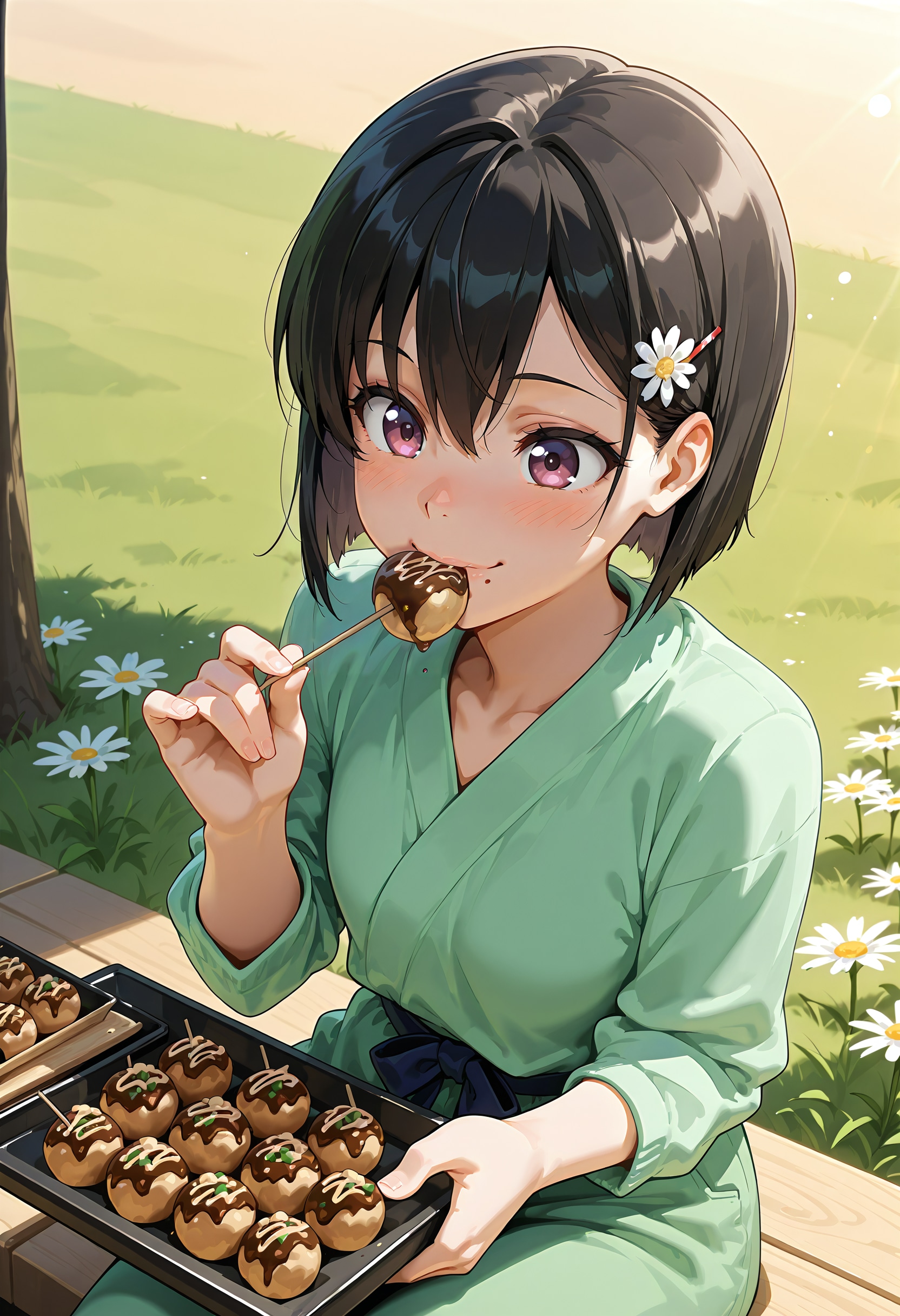 たこ焼きを食べるひまり | の人気AIイラスト・グラビア
