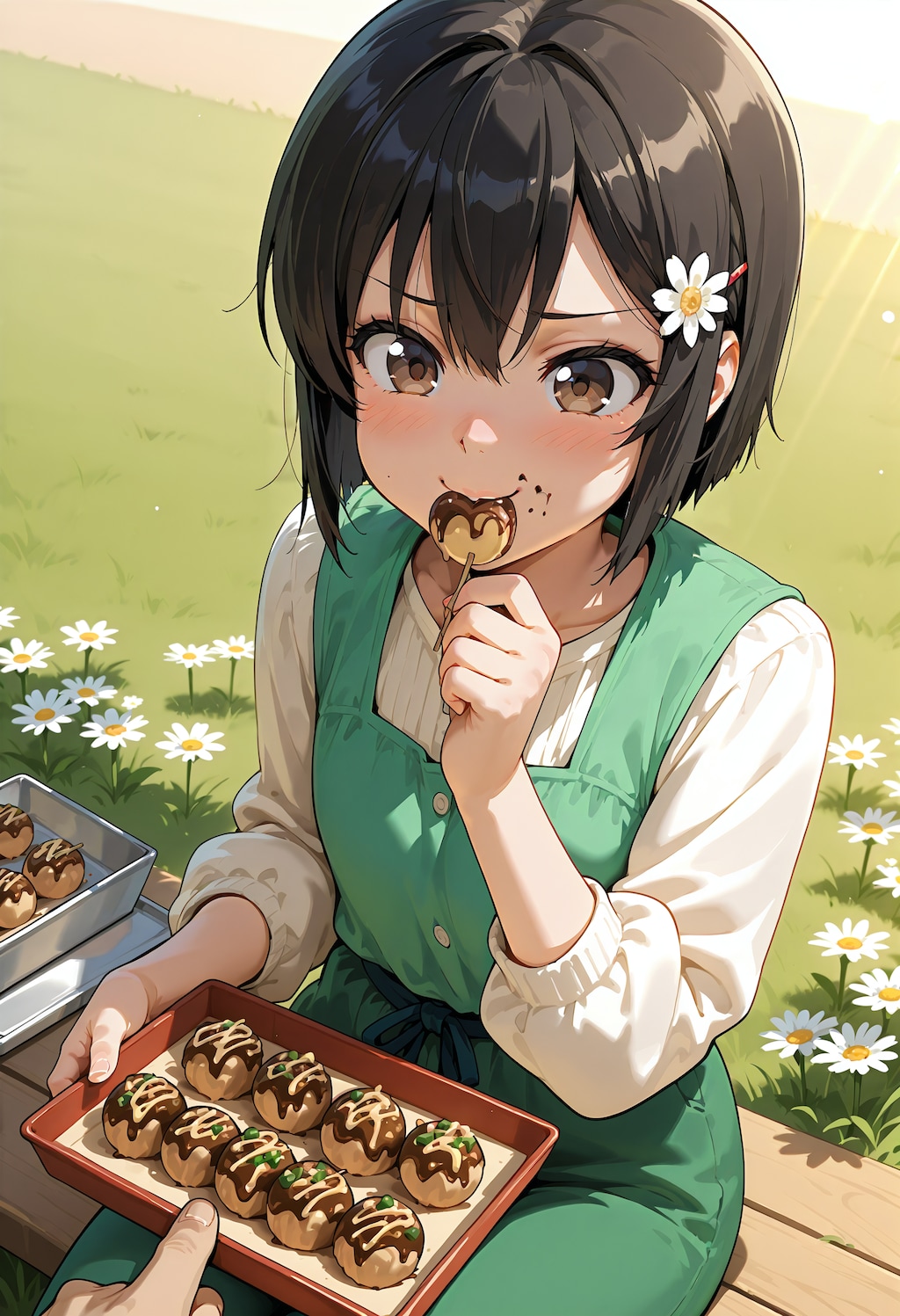 たこ焼きを食べるひまり