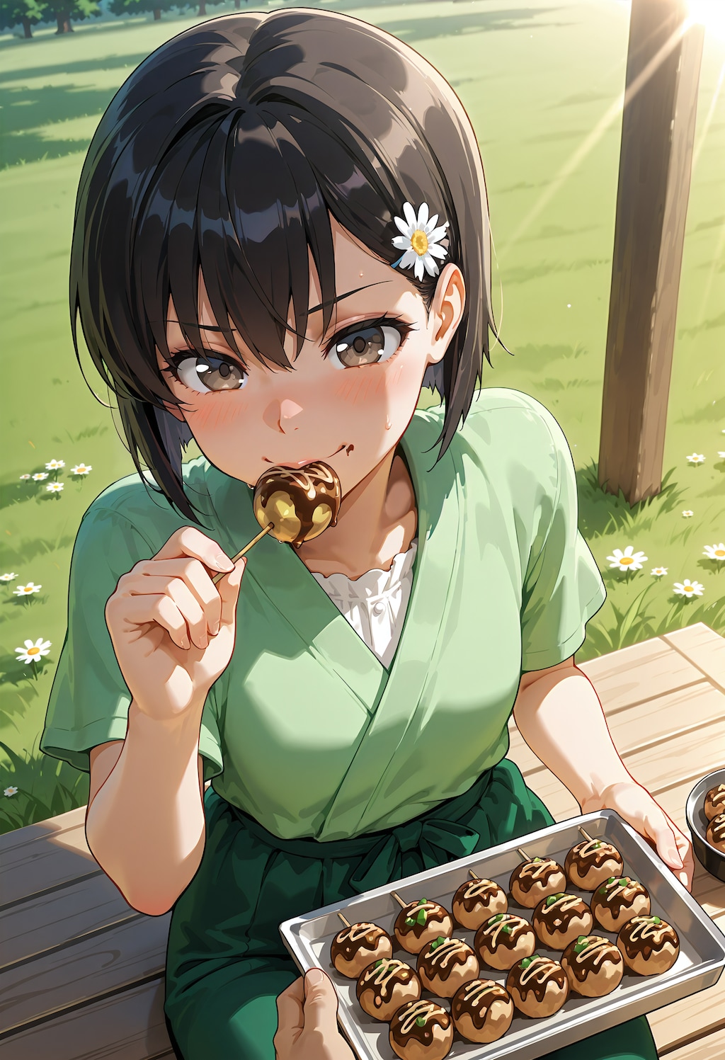 たこ焼きを食べるひまり