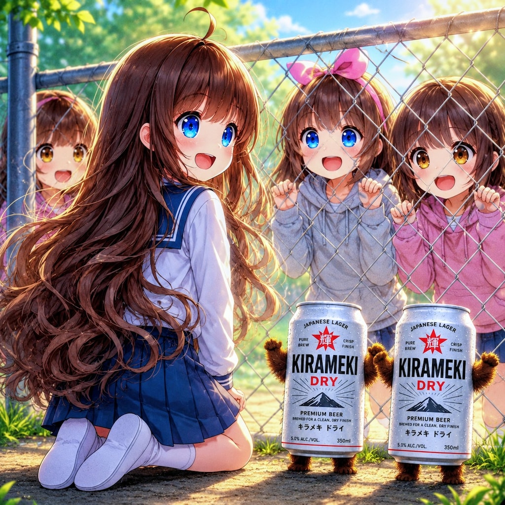 ビール缶ふれあいコーナーに来た小さな女の子