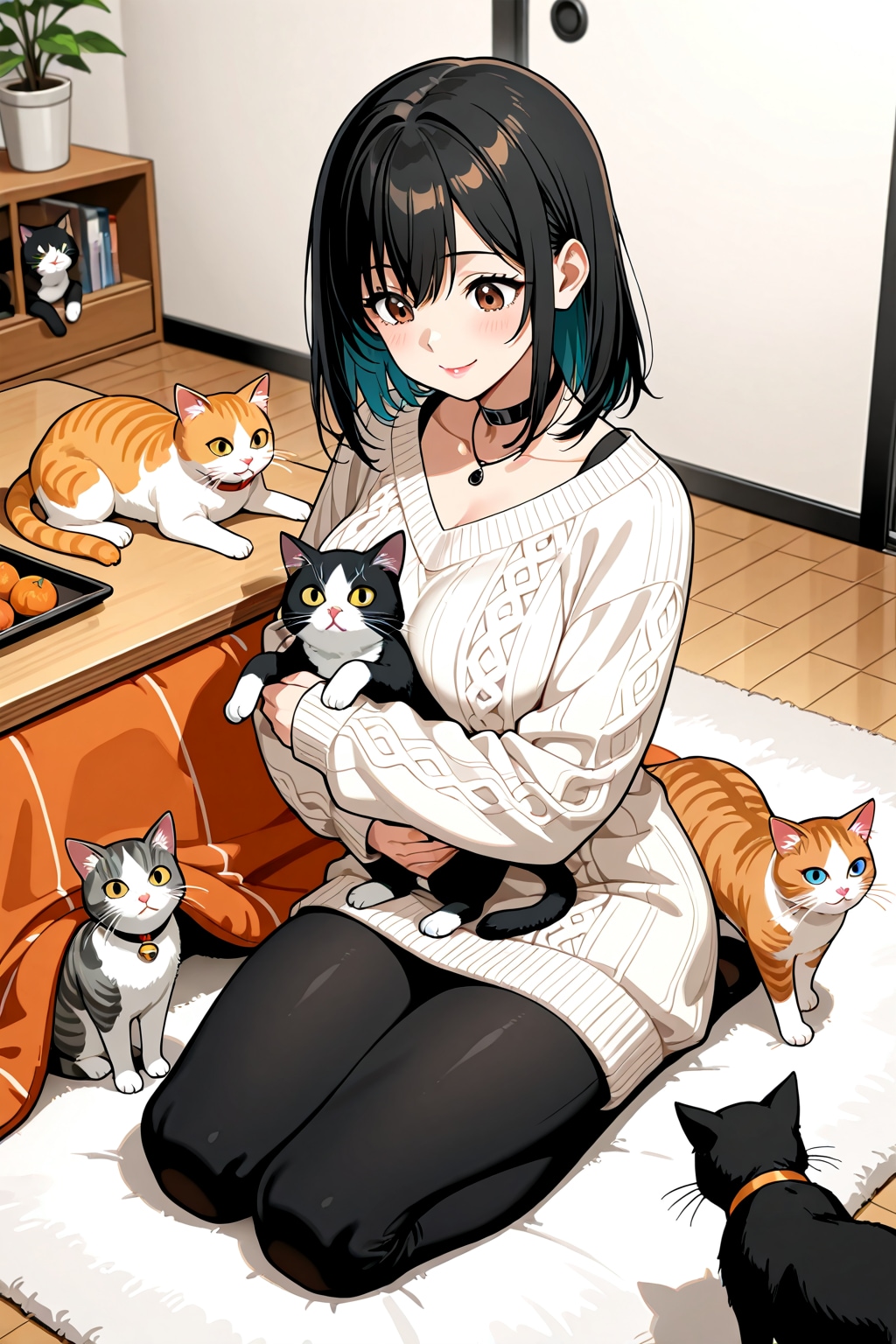 女の子とにゃんこ　その４ | の人気AIイラスト・グラビア