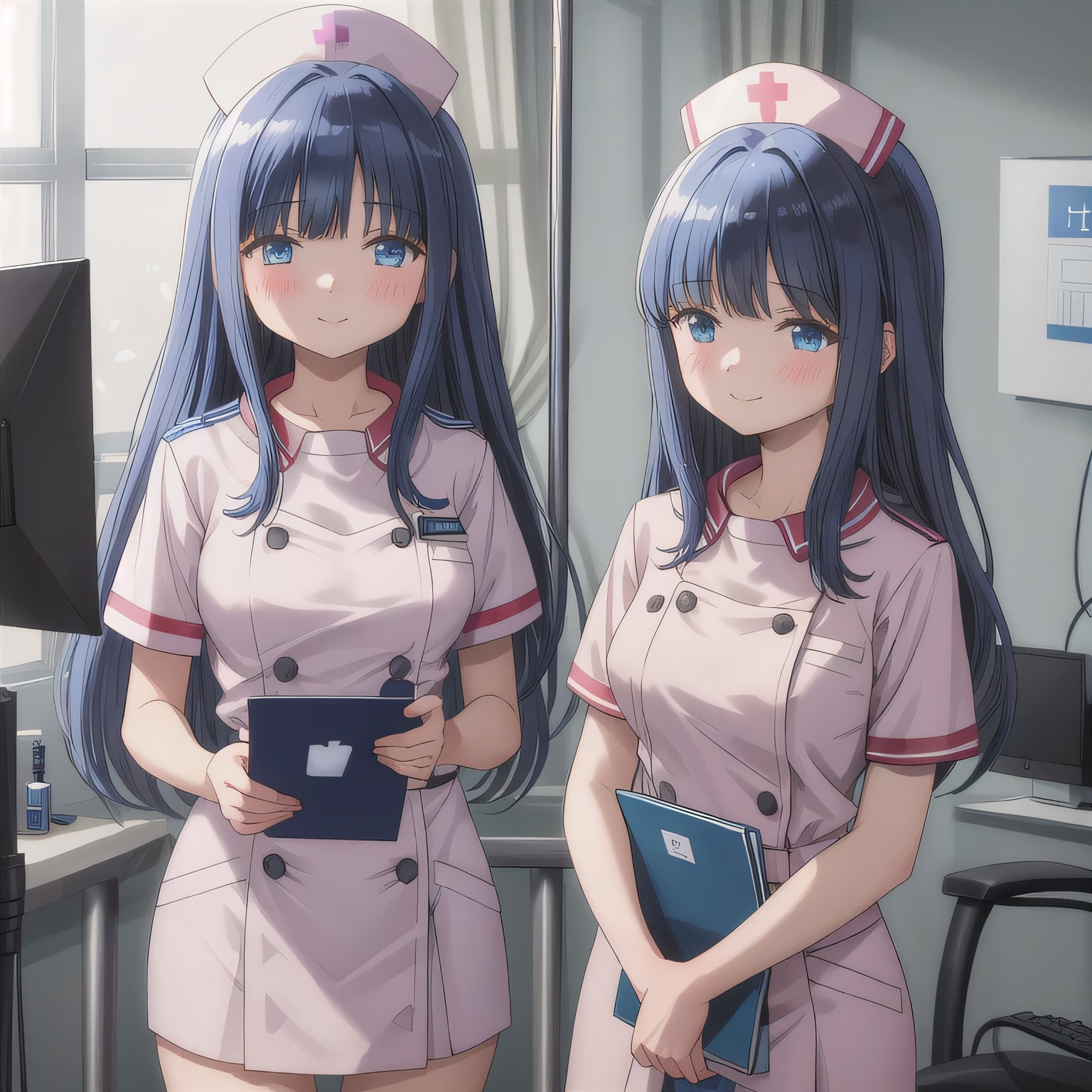 黒髪ロングで看護服の少女１４ | の人気AIイラスト・グラビア