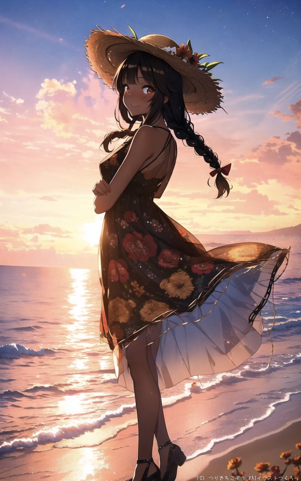 夕焼け空と音々さん