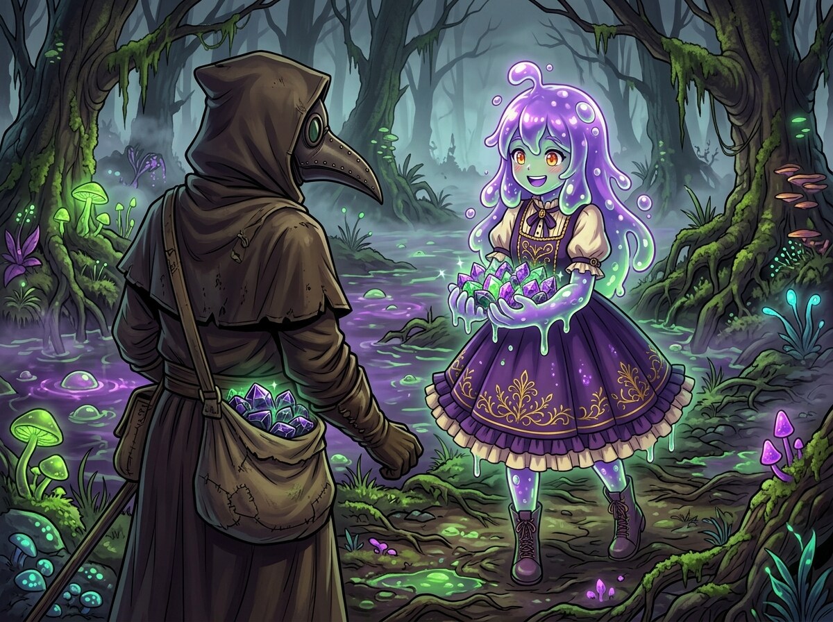 毒宝石を持って来るポイズンスライムちゃん | の人気AIイラスト・グラビア