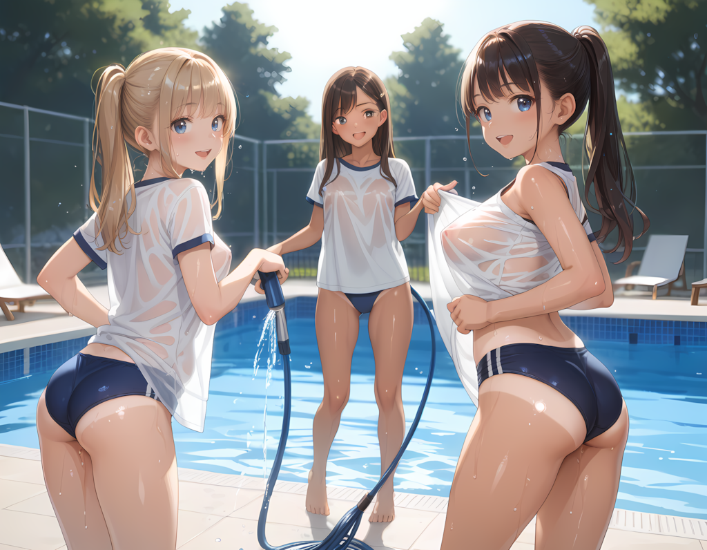 みんなでプール掃除♬