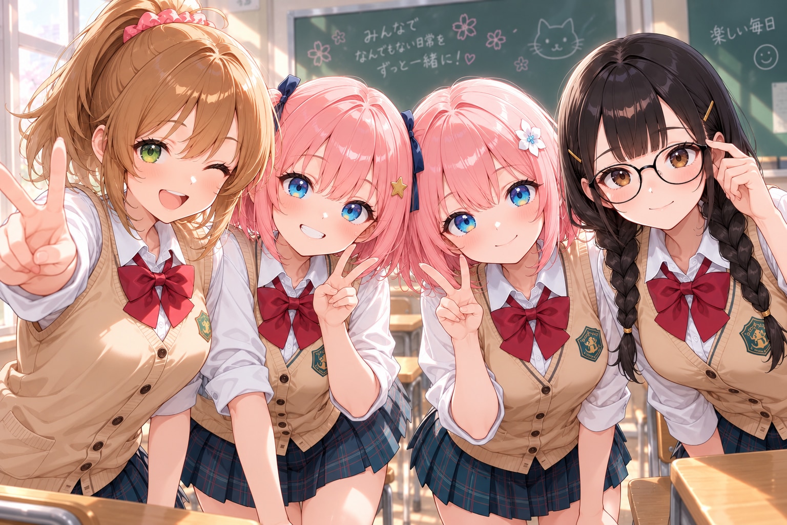 仲良し4人組(☆>ω<)✌️ | の人気AIイラスト・グラビア