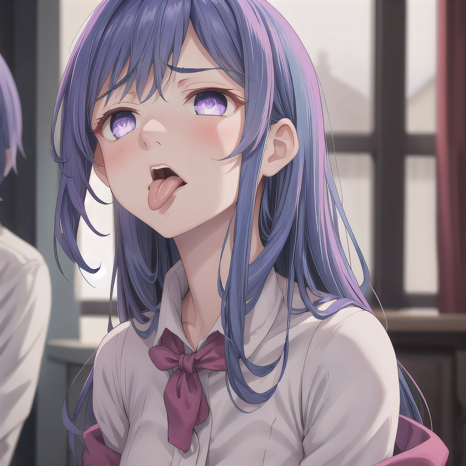 紫髪ロングの舌出し少女３ | の人気AIイラスト・グラビア