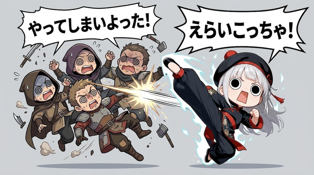 えらいこっちゃんフーアクションをやってしまいよったえらいこっちゃ嬢