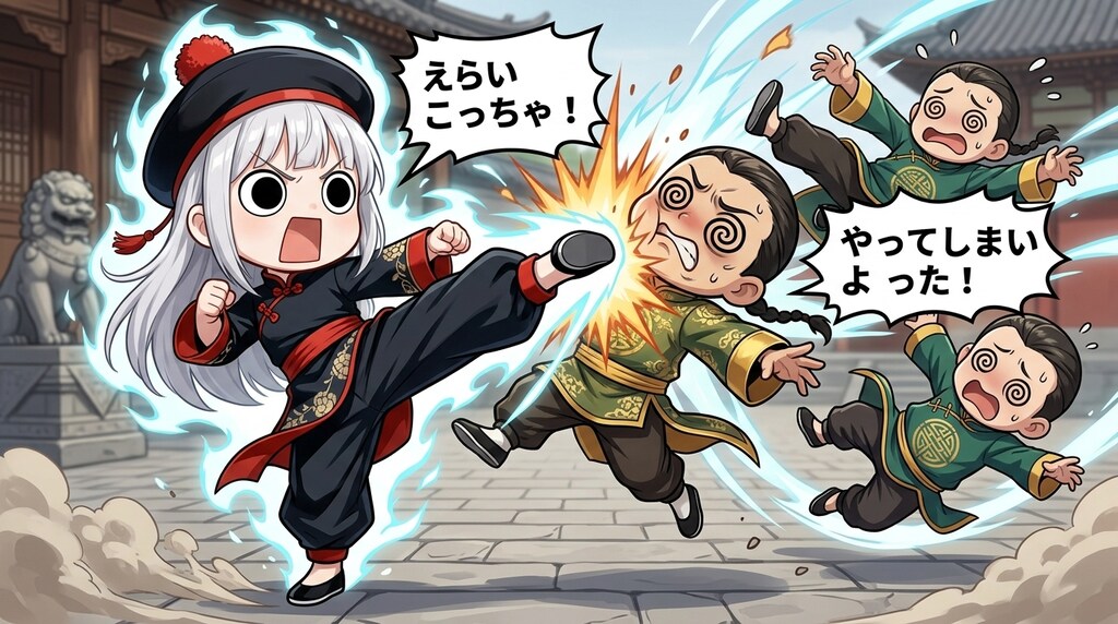 えらいこっちゃんフーアクションをやってしまいよったえらいこっちゃ嬢