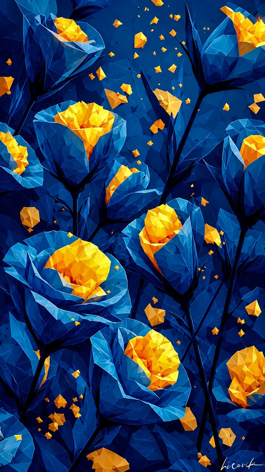 闇夜を照らす黄金の花冠／スマホ壁紙アーカイブ | の人気AIイラスト・グラビア