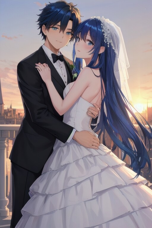 ようやく花婿と抱き合う花婿