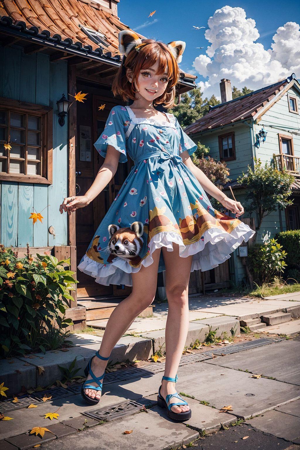 おはよお！いい天気だねえ～！見て、このドレス、お母さんに買ってもらったの！ | の人気AIイラスト・グラビア