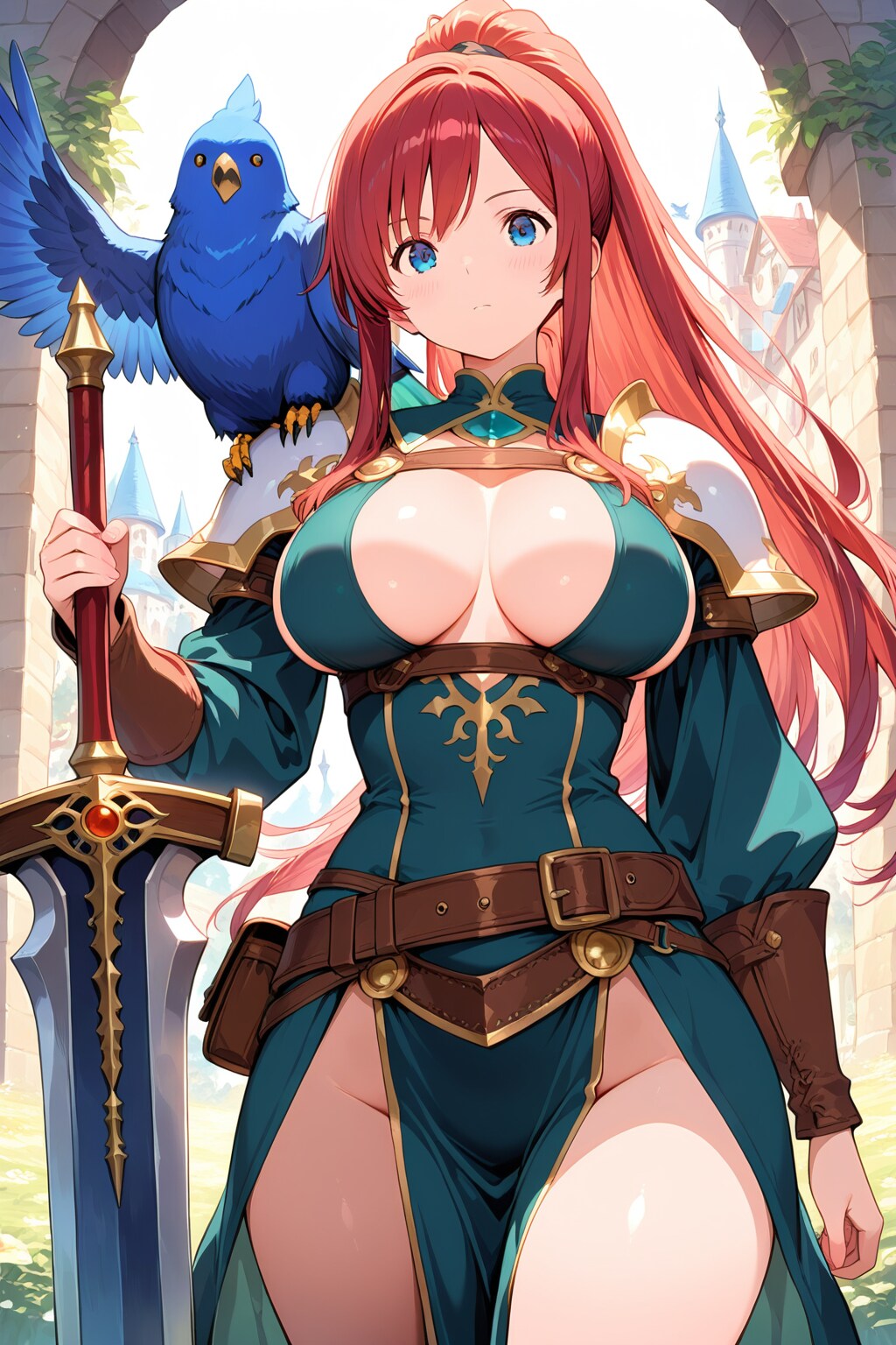 女騎士と鳥