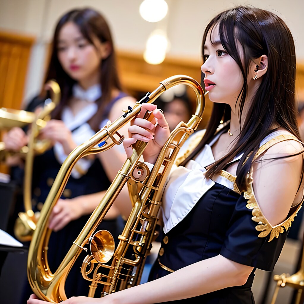 黒髪ロングでブラスバンドの美女４０