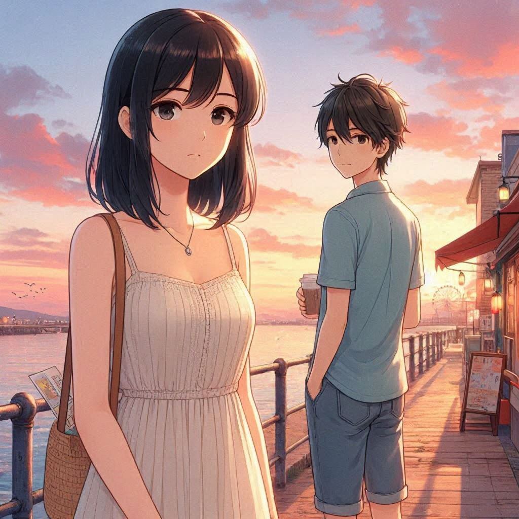 海辺の夕暮れ(DALL-E)