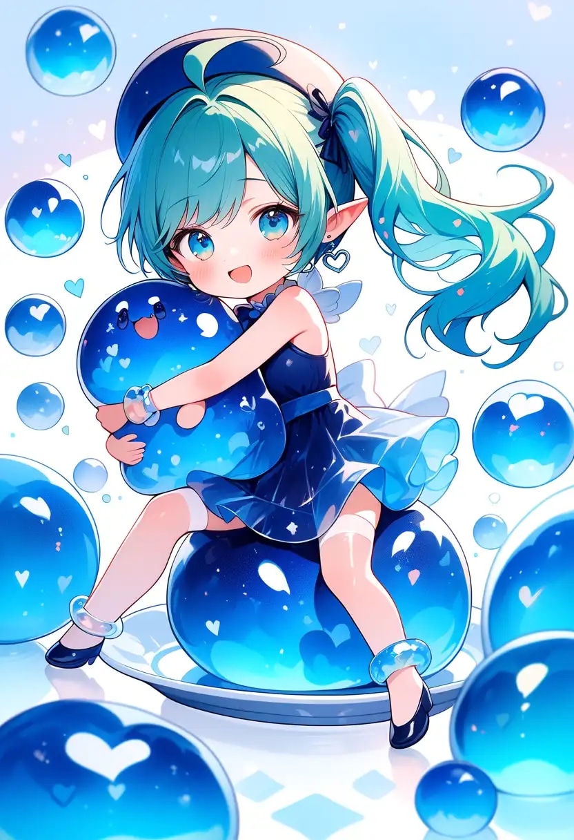 青いポニョポニョボールと遊ぶマヤ。 | の人気AIイラスト・グラビア