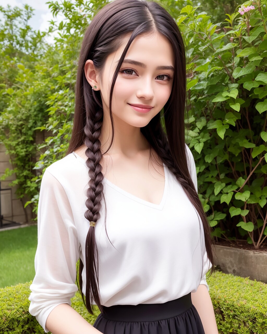 三つ編みの女の子。ブラック。