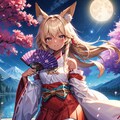 月と扇子と狐娘 4枚目
