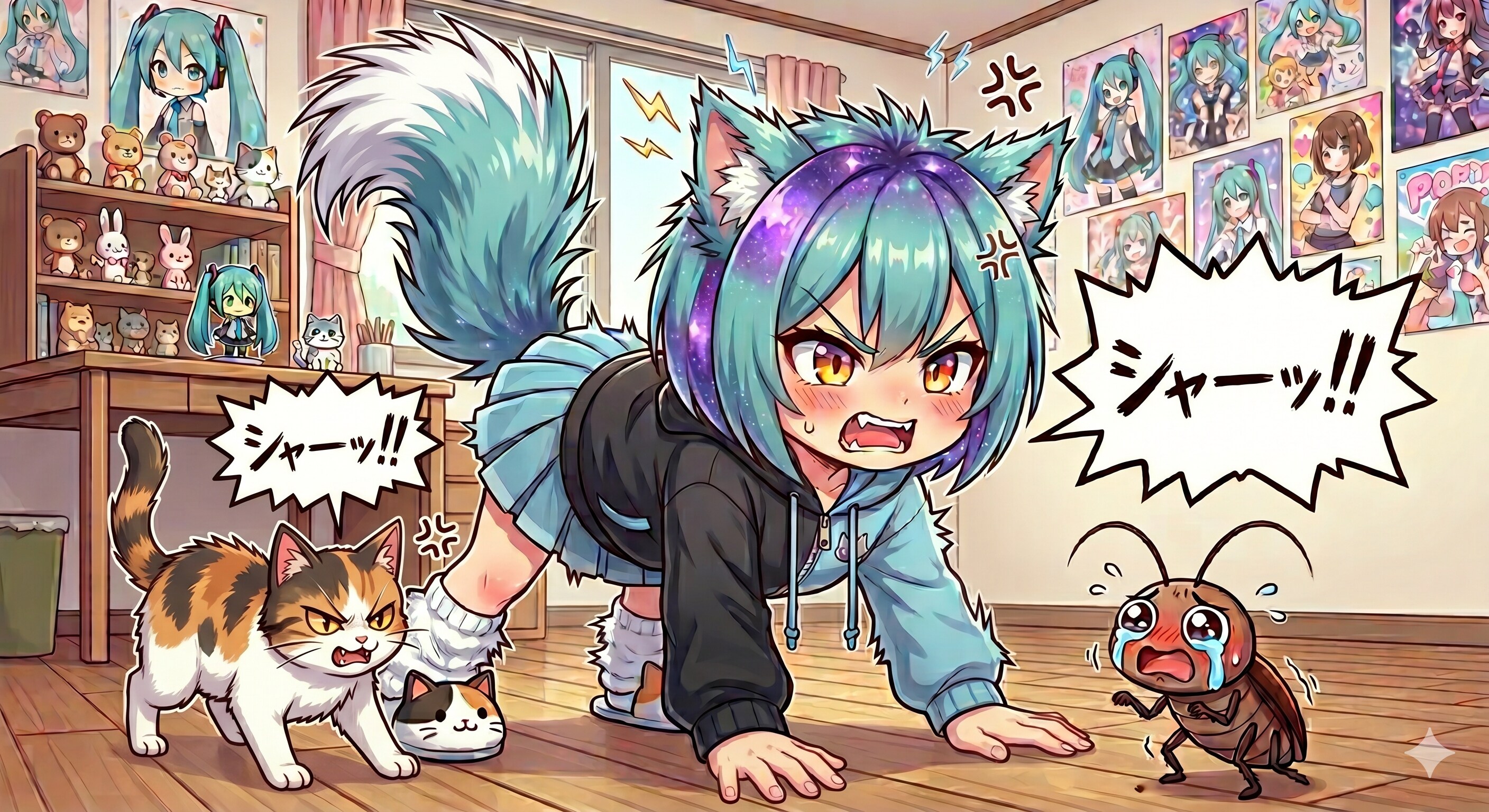 ミケちゃん 不法侵入者発見！ | の人気AIイラスト・グラビア