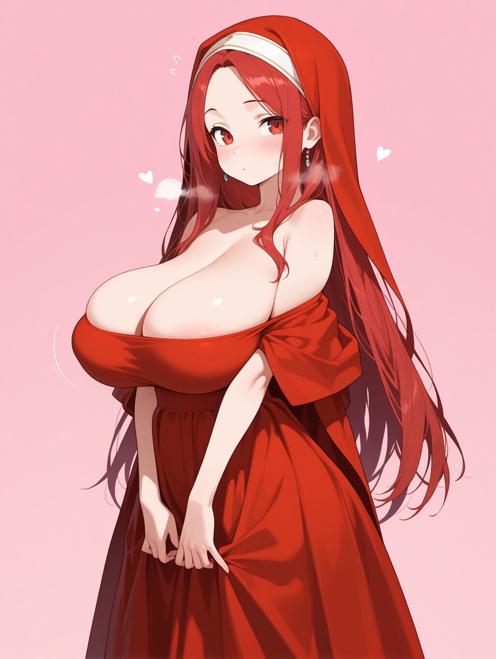 赤いシスターさん(big tits:1.2)