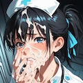 黒髪ナース_顔射 11枚目