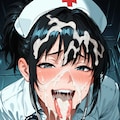 黒髪ナース_顔射 8枚目
