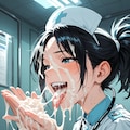 黒髪ナース_顔射 3枚目