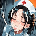 黒髪ナース_顔射 12枚目