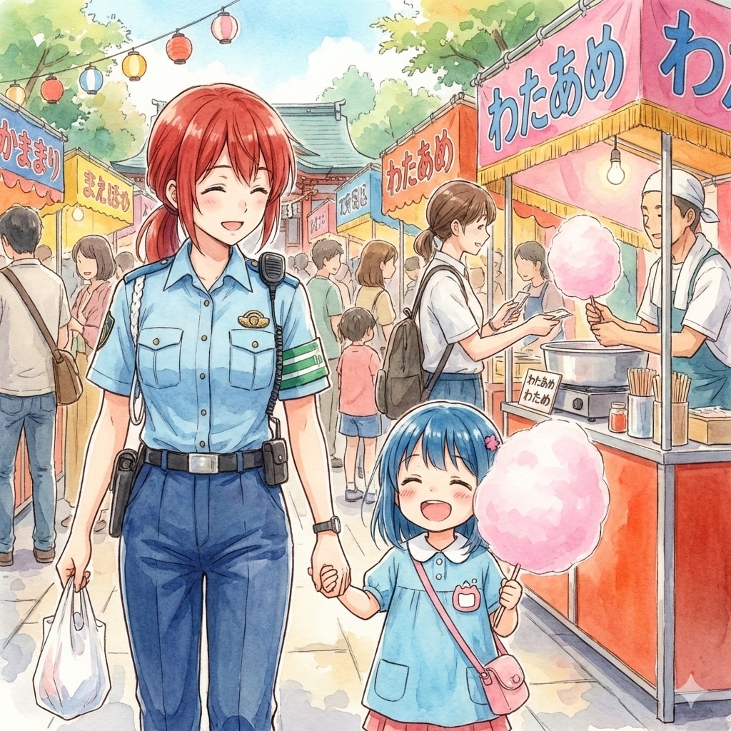 赤髪のお巡りさんと青髪の園児ちゃん