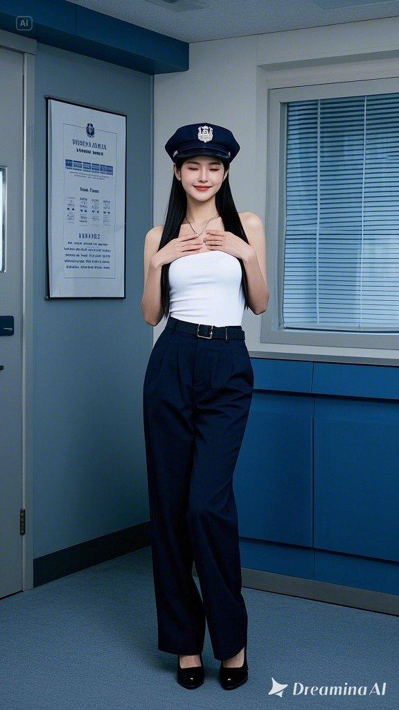 リアルかっこかわいい婦警のロマンティックな憩い
