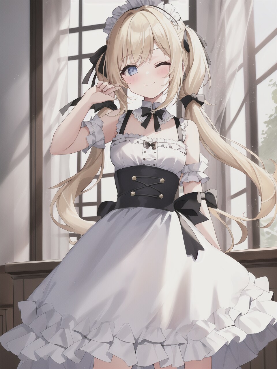 かわいい金髪ツインテメイドちゃん