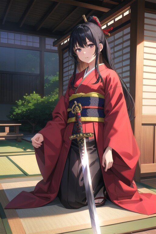 刀を見つめる女性
