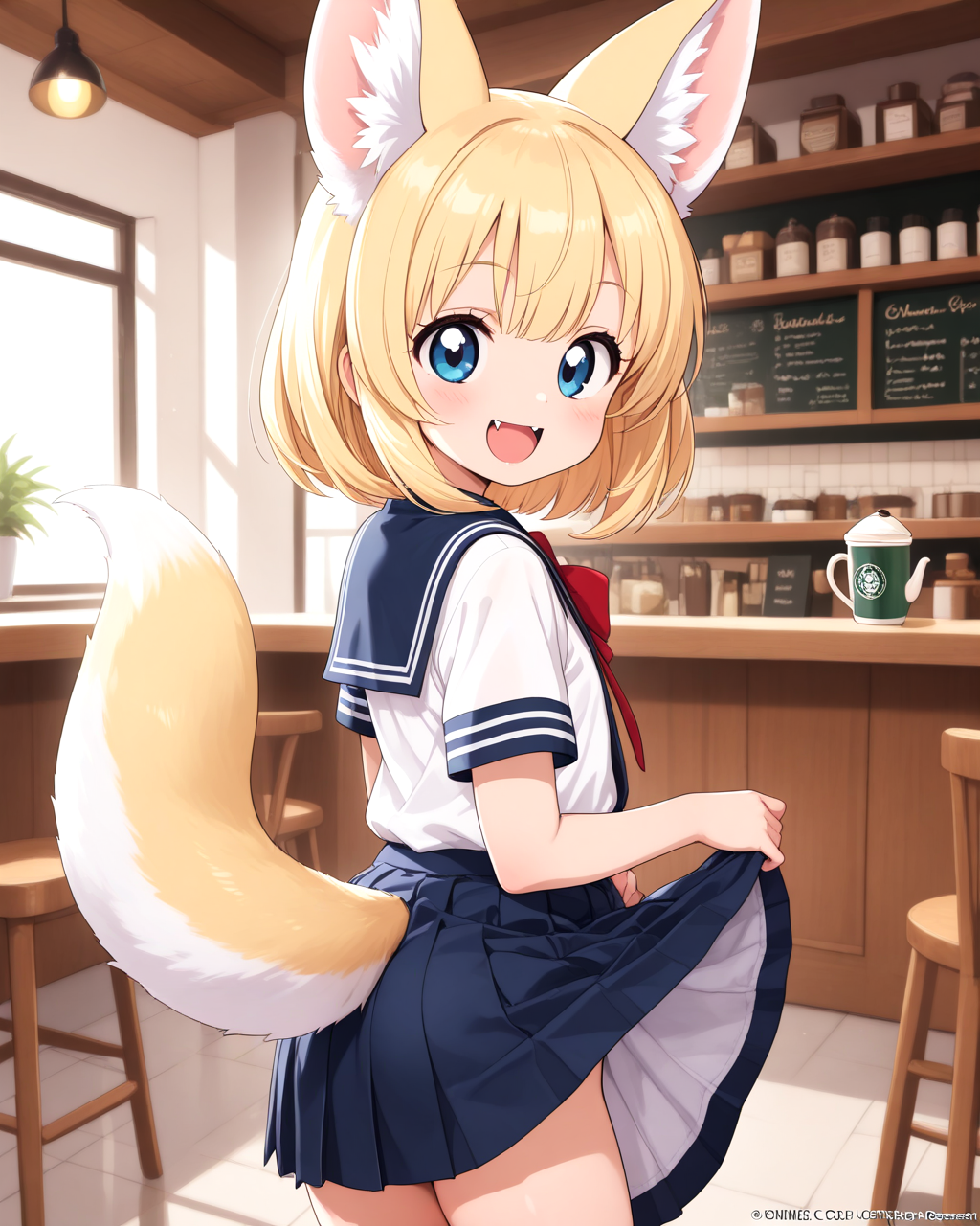 マスターに制服を見せるコテン・フェネックスちゃん♡ | の人気AIイラスト・グラビア