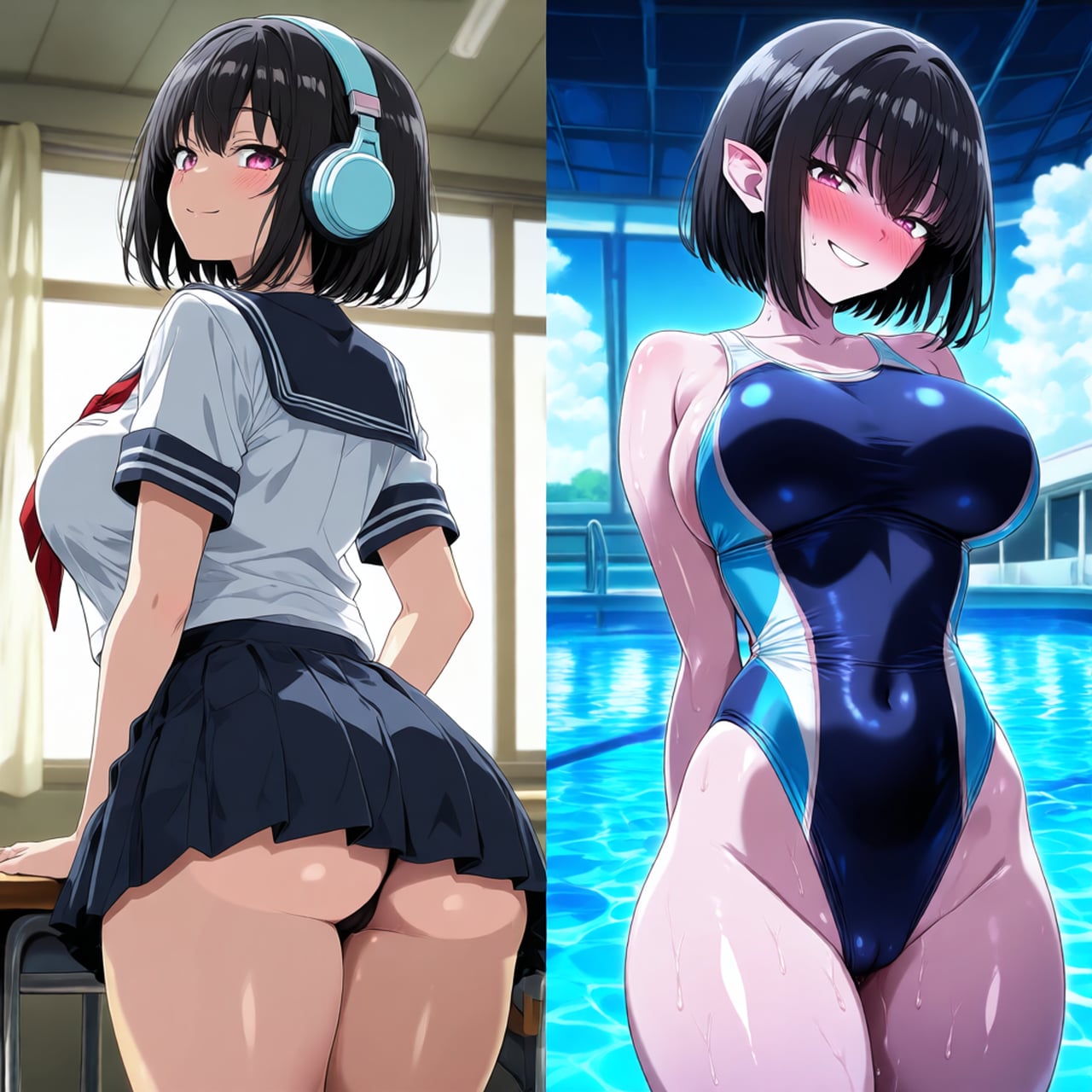 学園に潜む邪悪なハイレグ先兵！僕達のエナジーを狙う💦悪の組織の人工生命体美少女達（潜伏型ハイレグ女戦闘員＆女怪人）