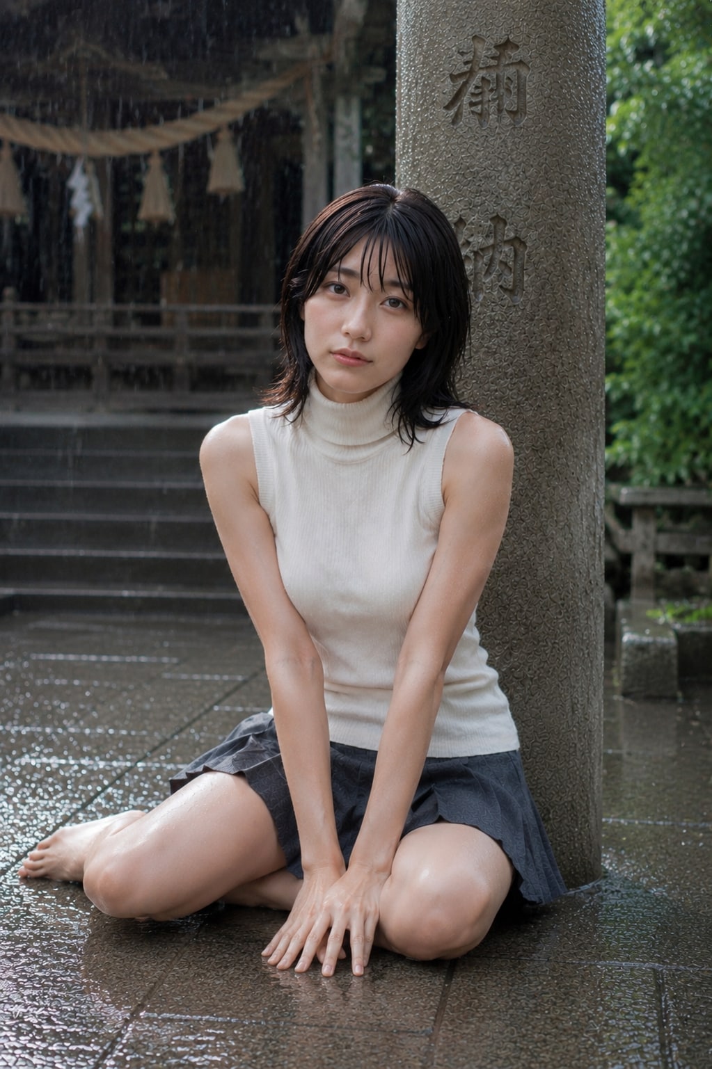 雨の神社