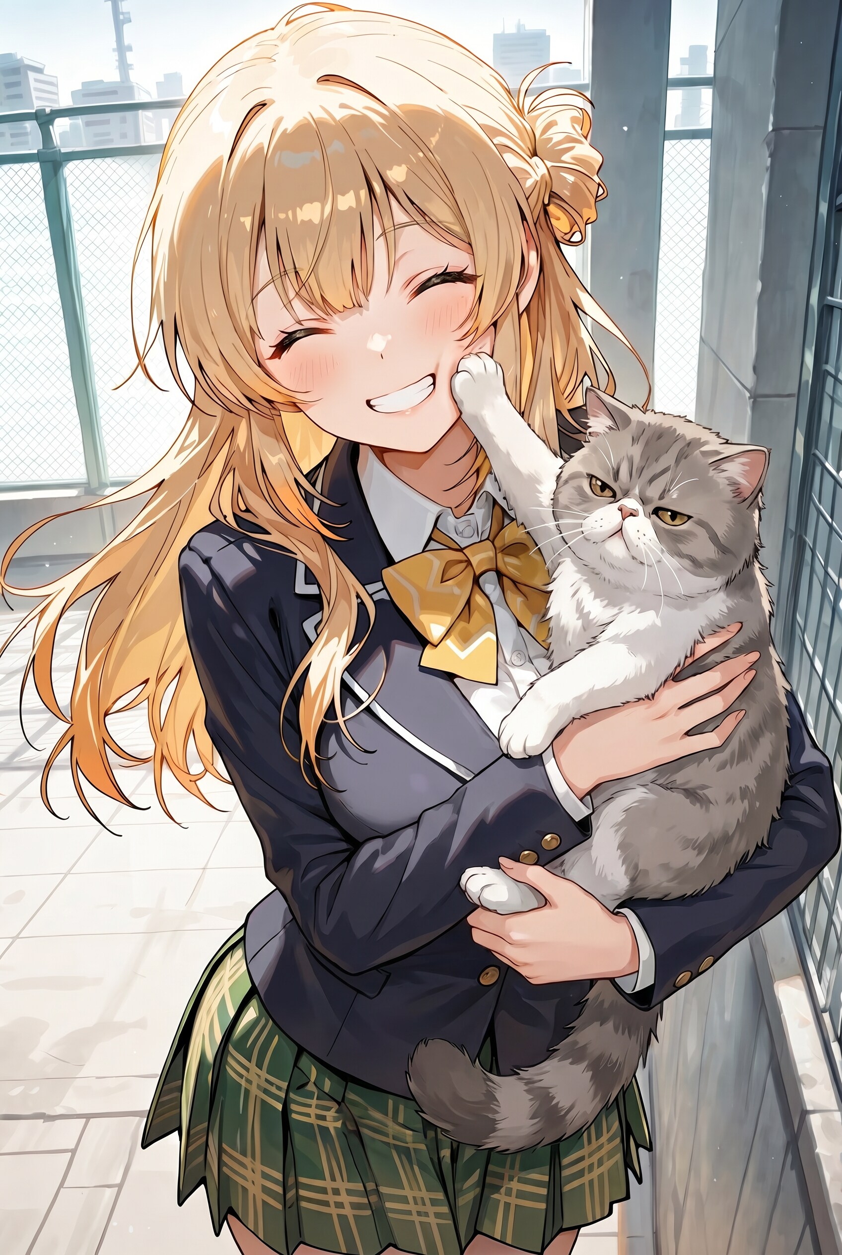 猫を抱く万里奈 | の人気AIイラスト・グラビア