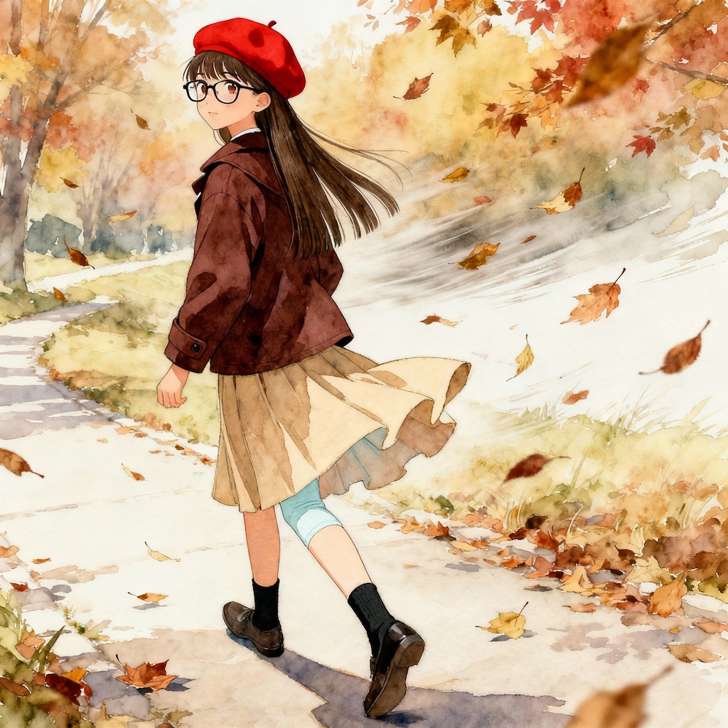 秋風とベレー帽