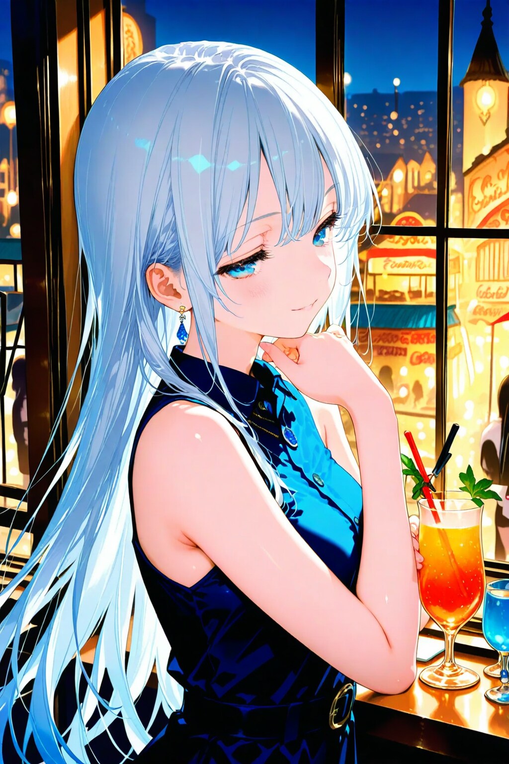 夜の窓辺 | の人気AIイラスト・グラビア