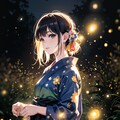 浴衣少女と蛍の光 4枚目