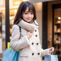 ダッフルコートの美女と買い物 2枚目