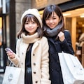ダッフルコートの美女と買い物 4枚目