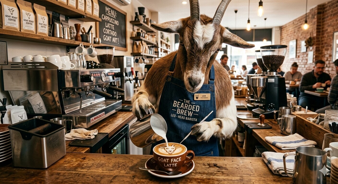 ラテアートを作る山羊 | の人気AIイラスト・グラビア