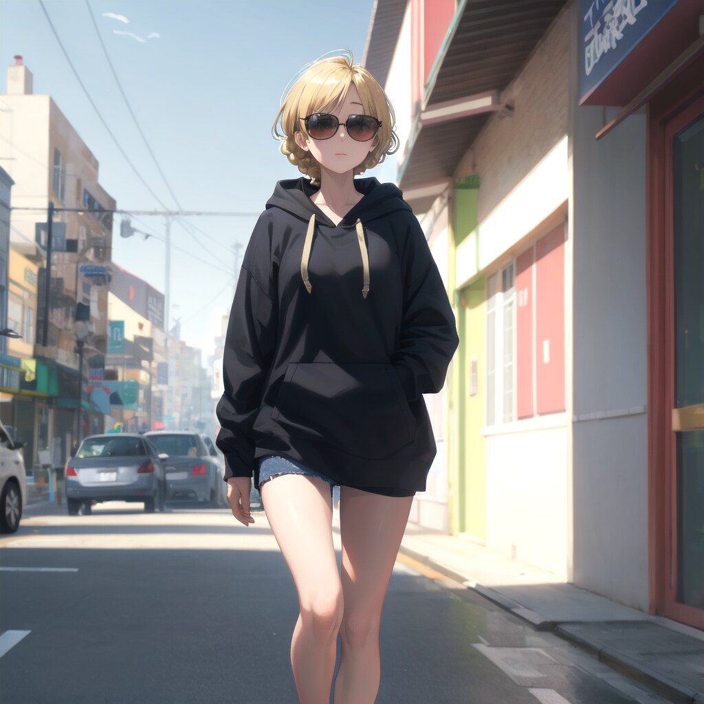 サングラスにパーカーのダージリンさん。