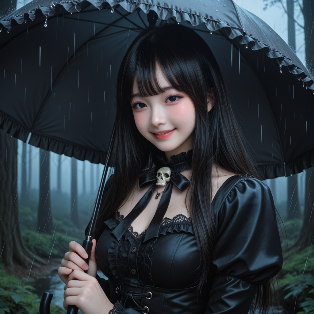 雨、森