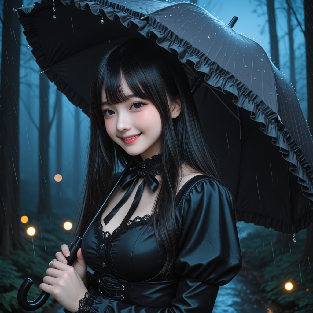 雨、森
