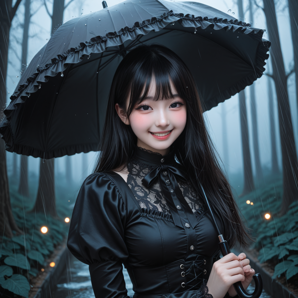 雨、森