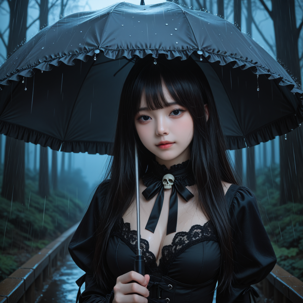 雨、森