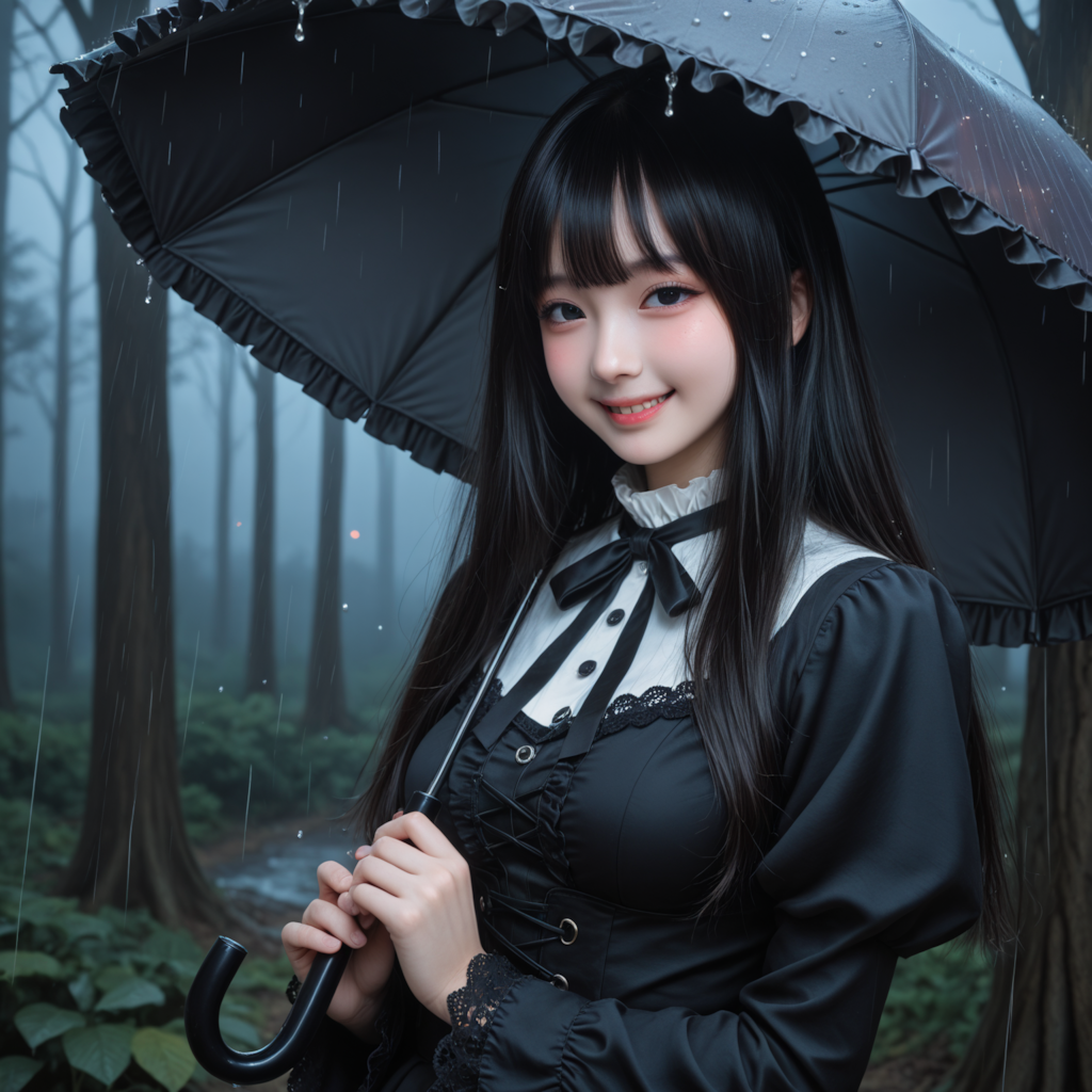雨、森
